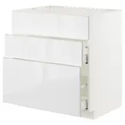METOD / MAXIMERA base cab f sink+3 fronts/2 drawers, white/Ringhult white, 80x60x80 cm