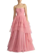 Zac Posen Asymmetrical Tiered Tulle Ball Gown