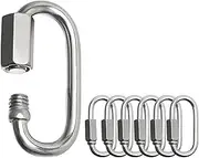 Acquwistach M8 Quick Link Chain Connector, 304 Stainless Steel Chain Quick Links, Heavy Duty Screw Locking Carabiner for Connecting Hammock, Swing, Shade Sail, Pack of 6
