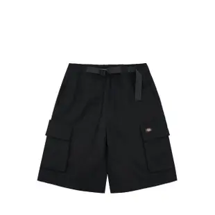 【Dickies】男款黑色純棉附可調節腰帶多口袋戶外休閒短褲｜DK013080BLK