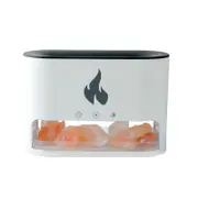 Fireplace Humidifier Crystal Salt Rock Fire Lamp Volcano Air Humidifier Flame Aroma Smell Essential Oil Diffuser for Home Color White