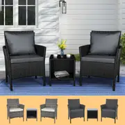 ALFORDSON Outdoor Furniture 3PCS Wicker Bistro Set Patio Garden Chairs Table