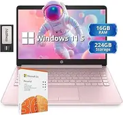 HP Stream 14" HD BrightView Laptop, Intel Celeron N4120 Processor, 16GB RAM, 64GB, Intel HD Graphics, 720p Webcam, Office 365, Pink, Win 11S, 32 Hotface USB Card