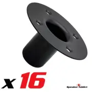 16-Pack Steel Speaker Pole Mounting Socket Cup Top Hat 1-1/2" Tripod Stand Black