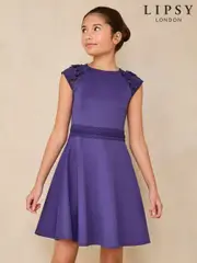 Lipsy Cobalt Blue Scuba 3D Lace Occasion Dress (5-16yrs) (AK1406) | $108 - $127