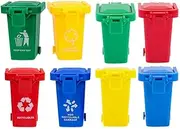 Jojofuny 8pcs Mini Trash Container - Small Garbage Bin Model Push Vehicles for Kids - Sorting Can Toy