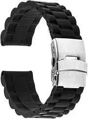 YingYou Unisex Silicone Folding Buckle Smart Watch Strap 18mm 20mm 22mm 24mm Rubber Link Bracelet Wrist Strap Watch Accessories