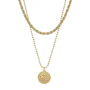Nevenka Gold Layered Necklace Thick Chain Personalized Cuban Coin Pendant For Women Girls-N21020