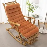 Garden Rocking Chair Sun Lounger Recliner Soft Cushion Indoor Reclining Chair Tatami Pad Outdoor Thick Non-Slip Replacement for Garden Furniture(Orange.,50 * 150cm)