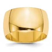 Solid 18K Yellow Gold 12mm Half Round Men's/Women's Wedding Band Ring Size 7