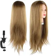 Mannequin Head, Portable with Hair High Temperature Fiber Cosmetology Doll Head, for Curling Weaving