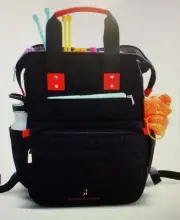 Travel Crochet Backpack w/ USB Charging Port, Canvas Knitting Bag & Organizer