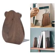 Wood Book Ends Book Support Holder Bookshelf Stopper Organiser for Magazines
