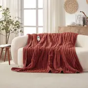 Dreamaker Chunky Embossed Fleece Heated Throw Rust - 180 x 200cm
