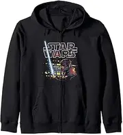 [STAR WARS] Luke Skywalker Battle Scene Portrait Logo Zip Hoodie