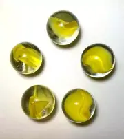 25mm Pack of 5 Swamp Thing Glass Marble Shooters 1" Rare Retired Yellow