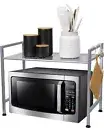 Mind Reader Microwave Oven Rack Shelf Unit with 2 Hooks for Kitchen Utensils
