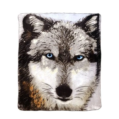 J.Elliot Home 350gsm Wolf Photo Mink Blanket New