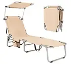 Giantex Outdoor Sun Lounger Bed, Folding Lounge Chaise Reclining Deck Chair