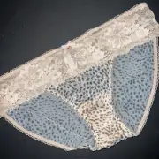 Victoria's Secret L PANTY bikini BEIGE ANIMAL PRINT mesh Lace BODY BY Victoria