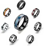 JILIYUPA 10PCS Multi-Style Stainless Steel Spinner Ring Set, Stainless Steel Fidget Rings for Women Men Anxiety Rings Stainless Steel Fidget Band Rings for Men Women, Rings for Anxiety