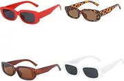 [Serlium] 5pcs Sunglasses Set, Retro UV Blocking Rectangle Lightweight Driving Sun Glasses for Men Women