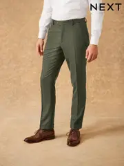 Green Slim Fit Trimmed Donegal Suit: Trousers (D49833) | $107