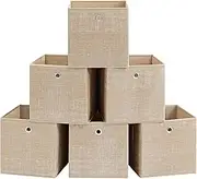SONGMICS Storage Boxes, Set of 6, Non-Woven Fabric Organiser Boxes with Handle, Boxes Storage, 30 x 30 x 30 cm, Organiser Box, for Cube Shelf, Folding Box, Clothes Storage, Sand Beige RFB006K03
