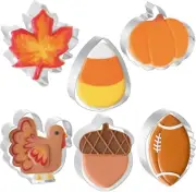 Fall Thanksgiving Cookie Cutters 6 PCS, 3'' to 3.6'', Pumpkin, Leaf, Football, T