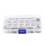 100x 10Values Rectifier Diode Assortment Kit 1N4001~1N4007 1N57~1N59 W/ Box