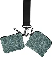 [GuoChe] Women's Card Cases Change Holder Merry Christmas Holiday Retro Green Compact Size Change Purse Key Holder with Keychain for Women Men 2 Pcs, Merry Christmas Holiday19, 4.13" x 3.51" & 4.13" x 4.13",