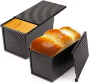 Pullman Loaf Pan with Lid, 2 Pack Non-Stick Black Bread Loaf Pans Homemade Bread
