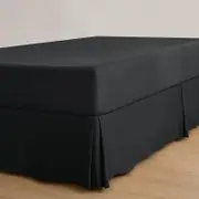 Dreamaker Superfine Washed Microfibre Pleated Valance Black Single Bed