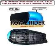 Fits Enfield Premium Touring Dual Seat & Blue Cowl For Interceptor 650 & GT 650