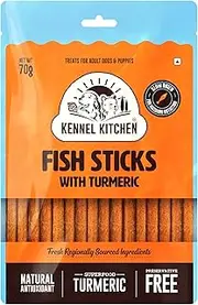 Kennel Kitchen Soft Baked Fish Stick Treats for Dogs, 70g (Pack of 1) | Soft Dog Chew Sticks | Dog Treats for Adult Dogs and Puppies