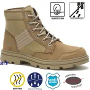 CAT Men's Work Boots Suede Upper Rubber Outsole Odor Antimicrobial Control