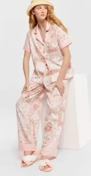 XL Peter Alexander Floral Tile short sleeve long pants PJ set + PJ Bag RRP$139