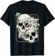 [JIAGANYI] Skull Mushroom Shirt Goth Morel Mushroom Art Emo T-Shirt