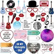 34 Pcs Tay-lor Singer Photo Booth, Tay-lor Singer Party Decorations, Tay-lor Singer Party Favors, Tay-lor Singer Music Lyrics Photo Booth Props for Girls Party