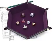 JOINPAYA Hexagon Dice Storage Tray Pu Leather Nightclub Game Board Jewelry Organizer Double-Sided Easy to Clean