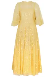 Needle & Thread Raindrop Sequin-embellished Tulle Gown - Yellow - 10 (UK14 / L) 10 (UK14 / L)