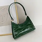 [Generic] Fashion Women Shoulder Bag Crocodile Pattern Pu Leather Clutch Bag Retro Chic Handbag Purse Green One Size