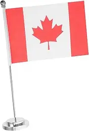 Parliky Canadian Flag Table Flag Mini Flag Desk Decorations Day Party Supplies Patriotic Centerpieces for Tables Office Table Flag Desktop Small National Flag Polyester