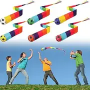 6 Pcs 25.59 Inches Catch Tail Meteor Balls Football Style Playground Ball Colorful Throw and Catch Outdoor Game for Kids Boys Girl Training Kindergarten School