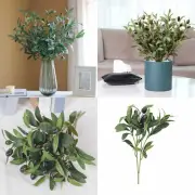 Olive Branches Artificial Greenery Stems Olive Leaves Fruits Silk Plants（1 PC）