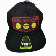 NO SWEAT Emoji Joy Pixels Ball Cap Hat Kids Youth Size OSFM Black NWT