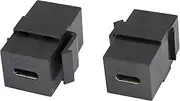 AAOTOKK USB C Keystone Jack Adapter USB 3.1 Type-C Female to Female Keystone Insert Socket Coupler Adapter for Wall Plate Outlet Panel (Black/2 Pack)