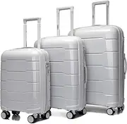 [Habrur] Checked Luggage Carry On Luggage Luggage Sets 3 Piece Suitcases with Wheels, Expandable and Travel Lightweight Luggage Suitcase (Color : C, Size : 20+24+28 in)