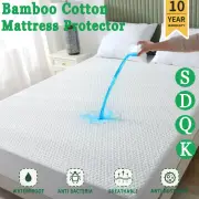 Waterproof Bamboo Mattress Protectors Bed Fitted Covers Single Double Queen King