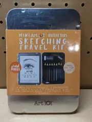 Mini Art 101 Creative Tools Sketching Travel Kit Silver Light Weight Case Pencil